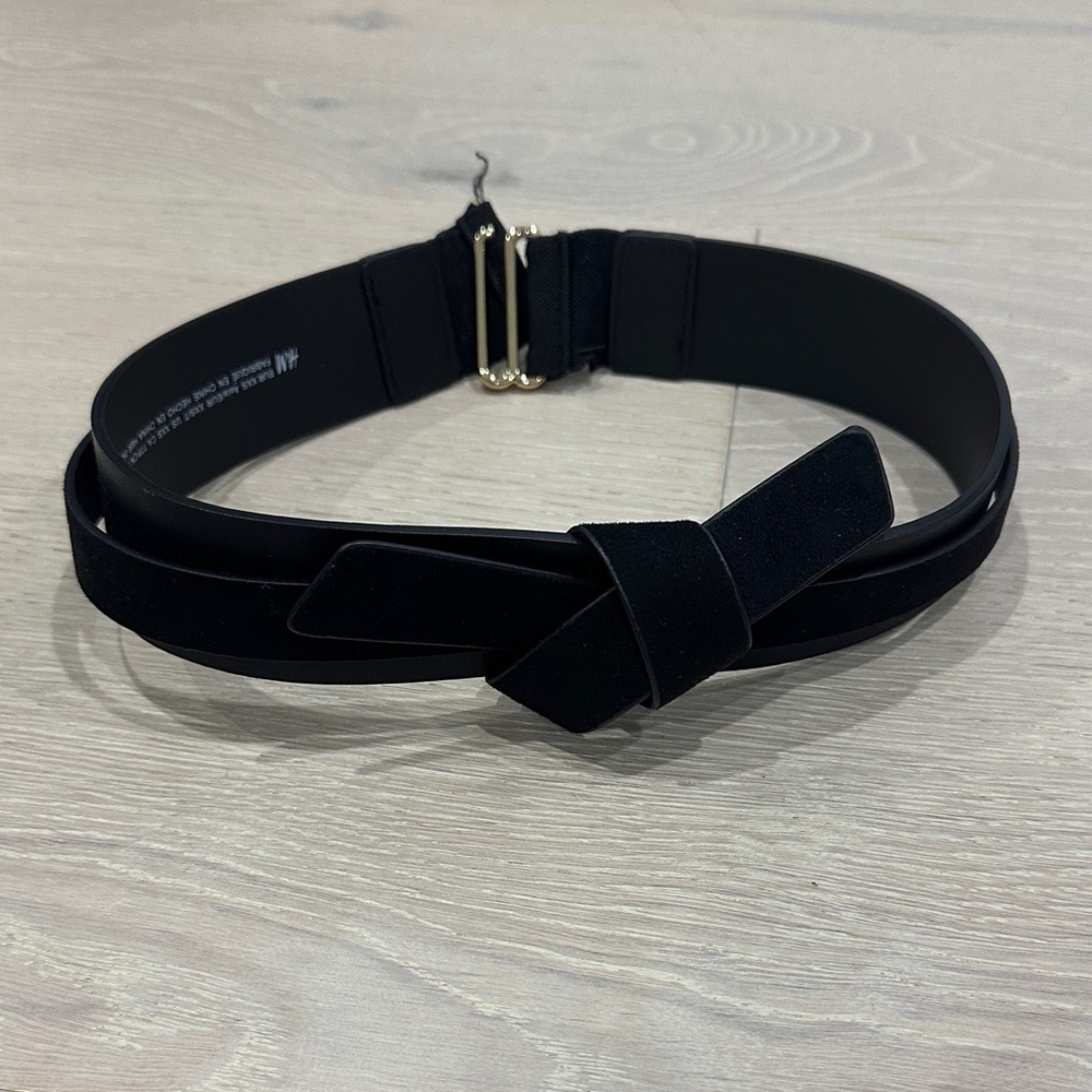 H&M Black Belt with Gold Buckle